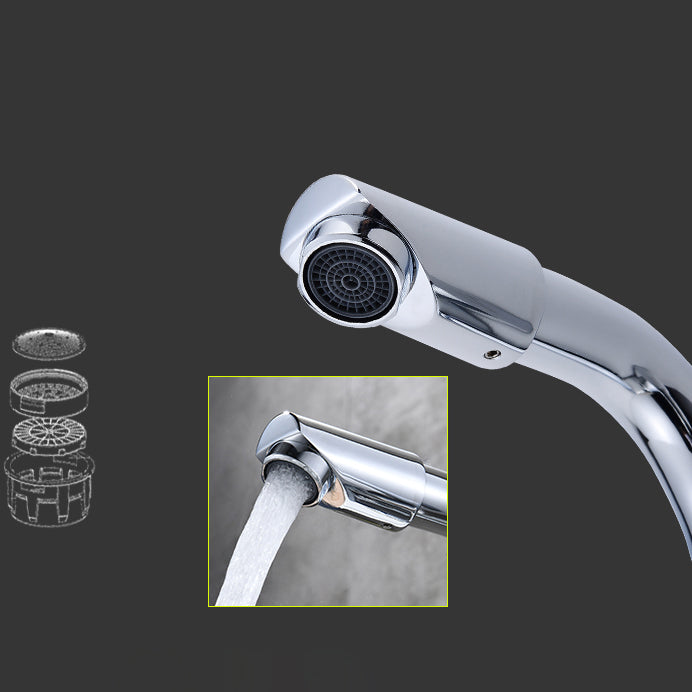 Chrome Finish Bathroom Sink Faucet with Rotating Spout