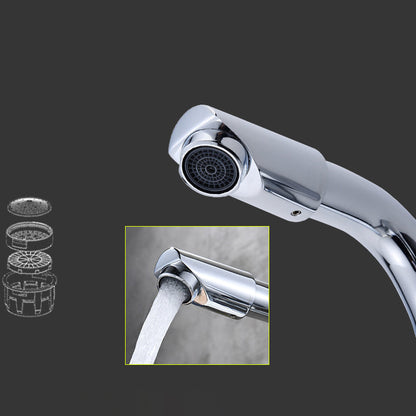 Chrome Finish Bathroom Sink Faucet with Rotating Spout