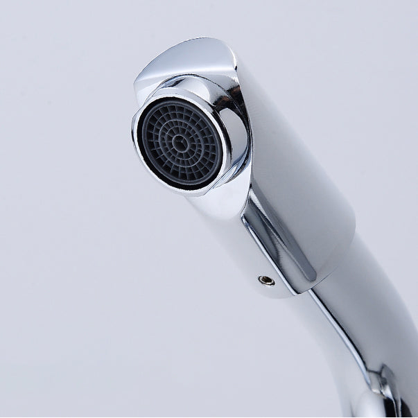 Chrome Finish Bathroom Sink Faucet with Rotating Spout
