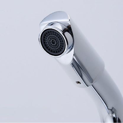 Chrome Finish Bathroom Sink Faucet with Rotating Spout