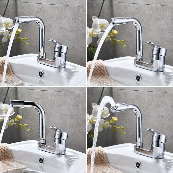 Chrome Finish Bathroom Sink Faucet with Rotating Spout