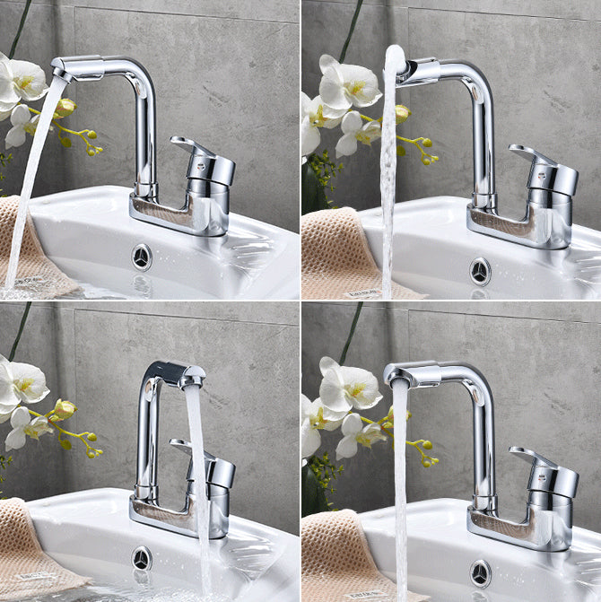 Chrome Finish Bathroom Sink Faucet with Rotating Spout