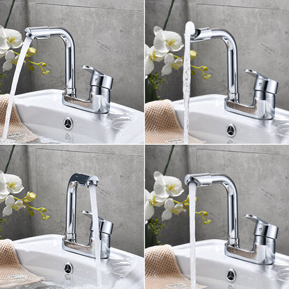 Chrome Finish Bathroom Sink Faucet with Rotating Spout
