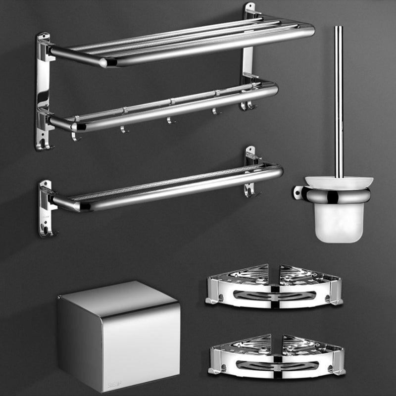 Contemporary Chrome Towel Rack Bathroom Storage Shelf Set