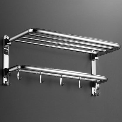Contemporary Chrome Towel Rack Bathroom Storage Shelf Set