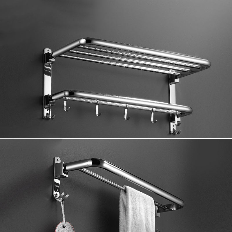 Contemporary Chrome Towel Rack Bathroom Storage Shelf Set
