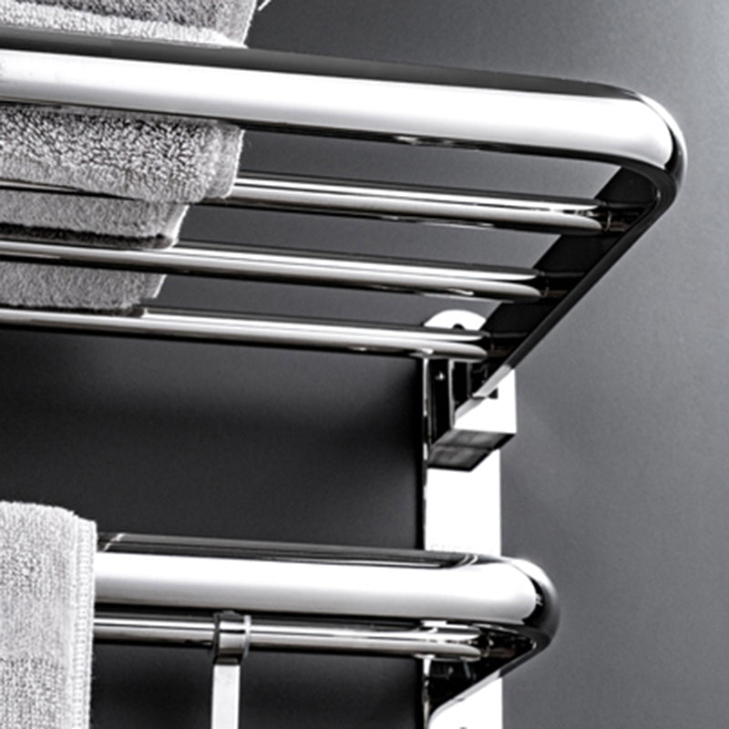 Contemporary Chrome Towel Rack Bathroom Storage Shelf Set