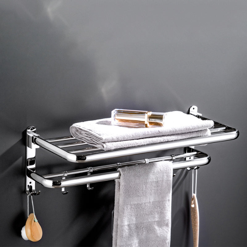 Contemporary Chrome Towel Rack Bathroom Storage Shelf Set