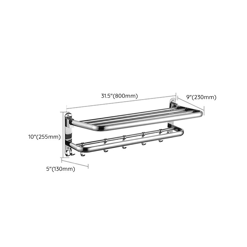 Contemporary Chrome Towel Rack Bathroom Storage Shelf Set