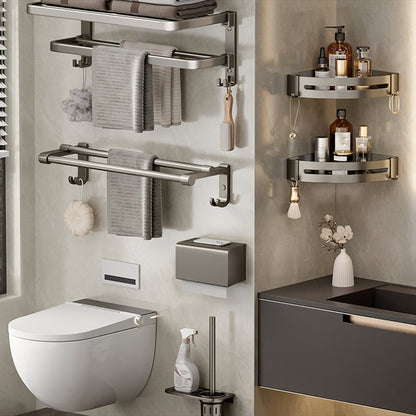Contemporary Chrome Bathroom Storage Towel Rack Set