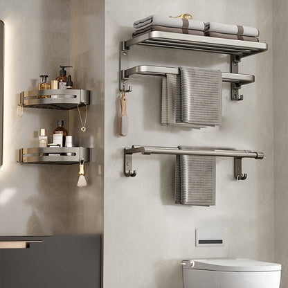 Contemporary Chrome Bathroom Storage Towel Rack Set