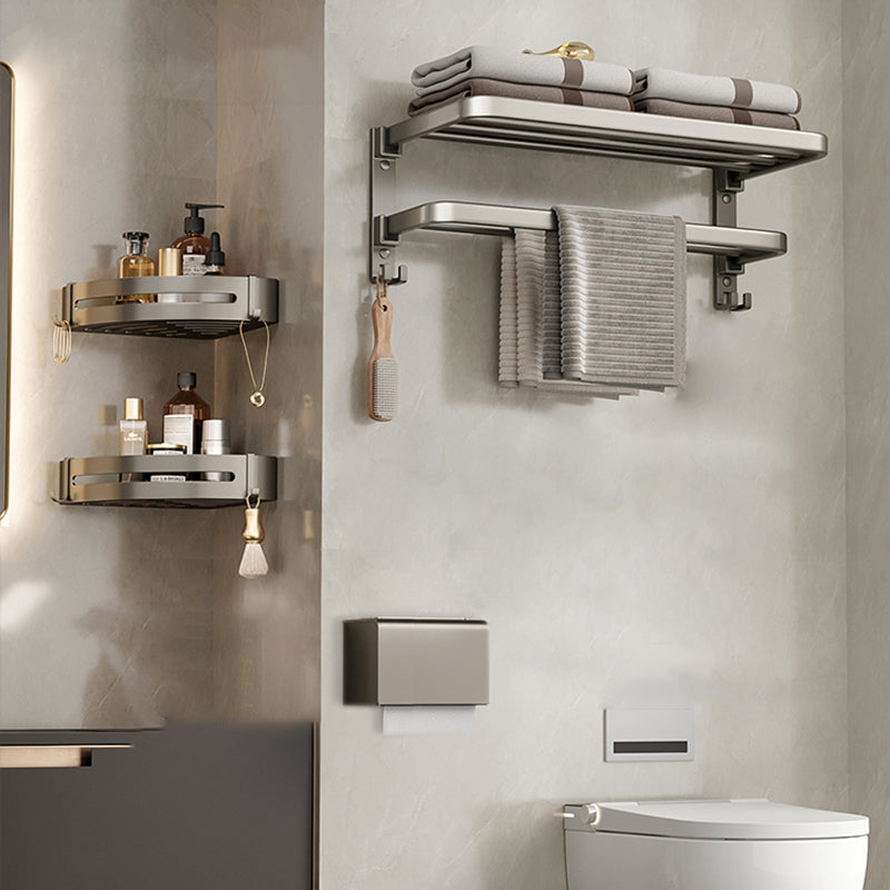 Contemporary Chrome Bathroom Storage Towel Rack Set