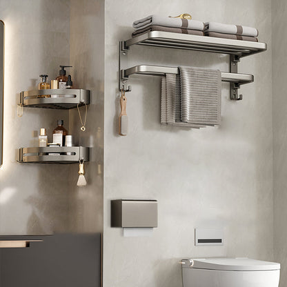 Contemporary Chrome Bathroom Storage Towel Rack Set