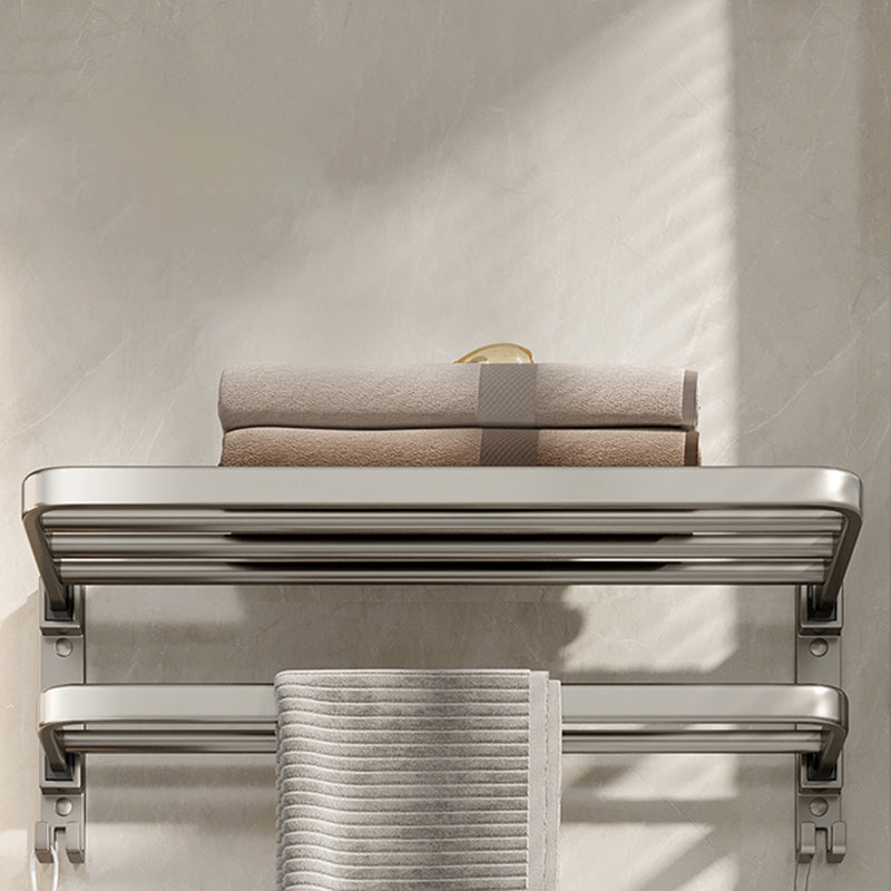 Contemporary Chrome Bathroom Storage Towel Rack Set