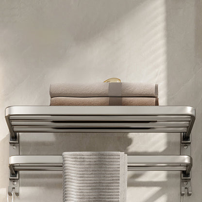 Contemporary Chrome Bathroom Storage Towel Rack Set