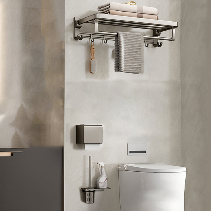 Contemporary Chrome Bathroom Storage Towel Rack Set