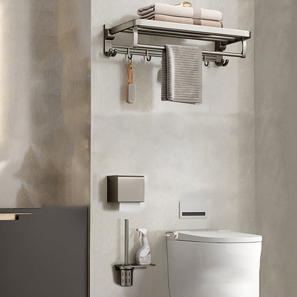 Contemporary Chrome Bathroom Storage Towel Rack Set