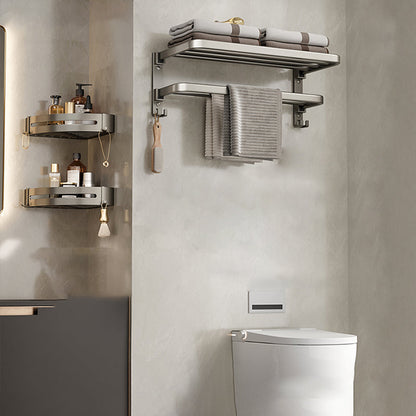 Contemporary Chrome Bathroom Storage Towel Rack Set