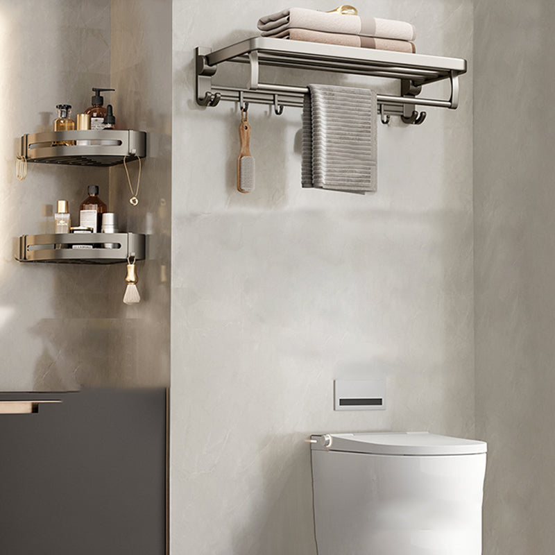Contemporary Chrome Bathroom Storage Towel Rack Set