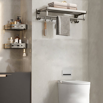 Contemporary Chrome Bathroom Storage Towel Rack Set