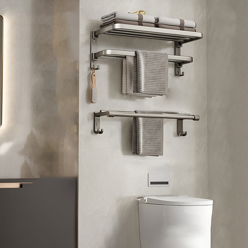 Contemporary Chrome Bathroom Storage Towel Rack Set