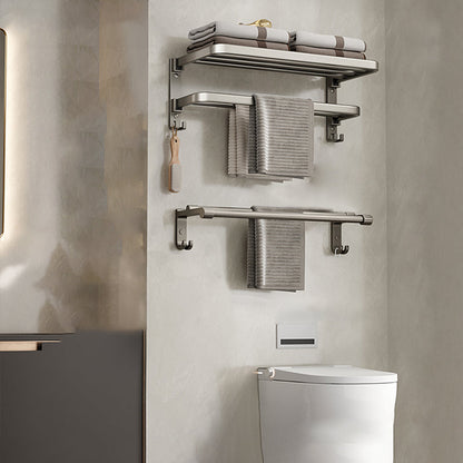 Contemporary Chrome Bathroom Storage Towel Rack Set
