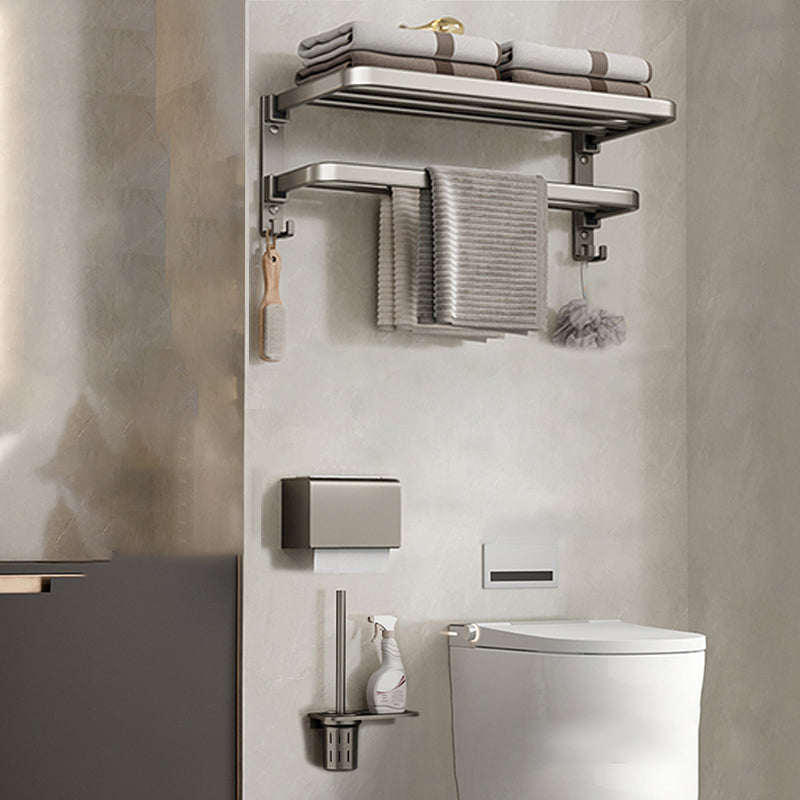 Contemporary Chrome Bathroom Storage Towel Rack Set