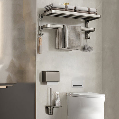 Contemporary Chrome Bathroom Storage Towel Rack Set