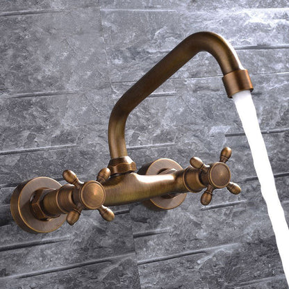 Luxury Copper Bathtub Faucet Wall Mount Dual Handle