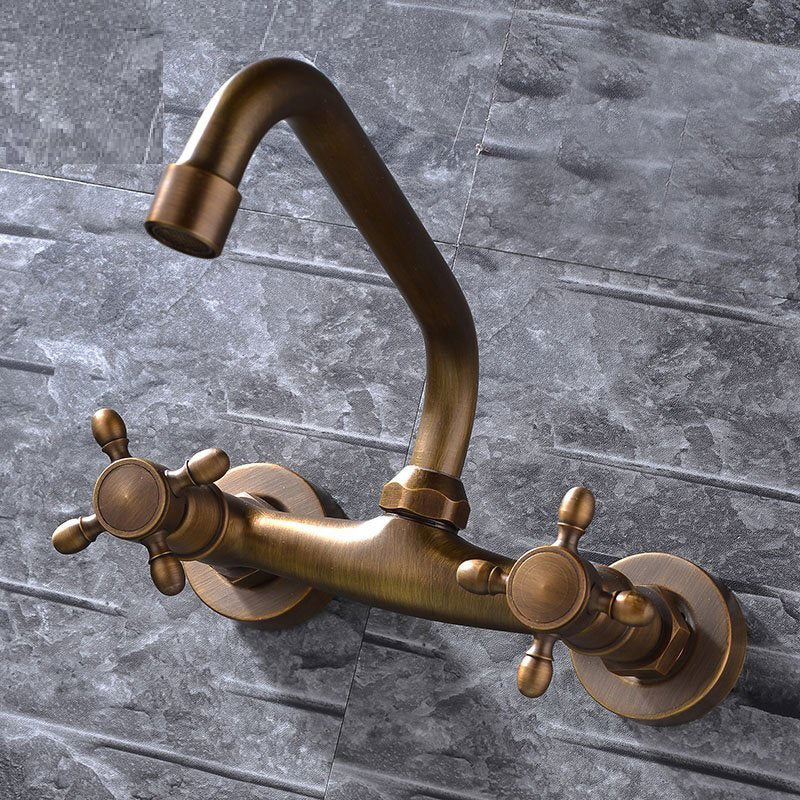 Luxury Copper Bathtub Faucet Wall Mount Dual Handle - Cofik