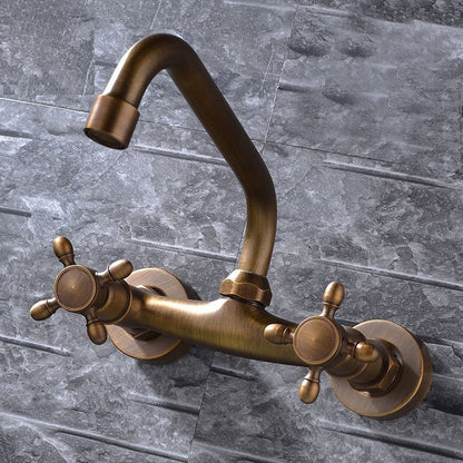Luxury Copper Bathtub Faucet Wall Mount Dual Handle