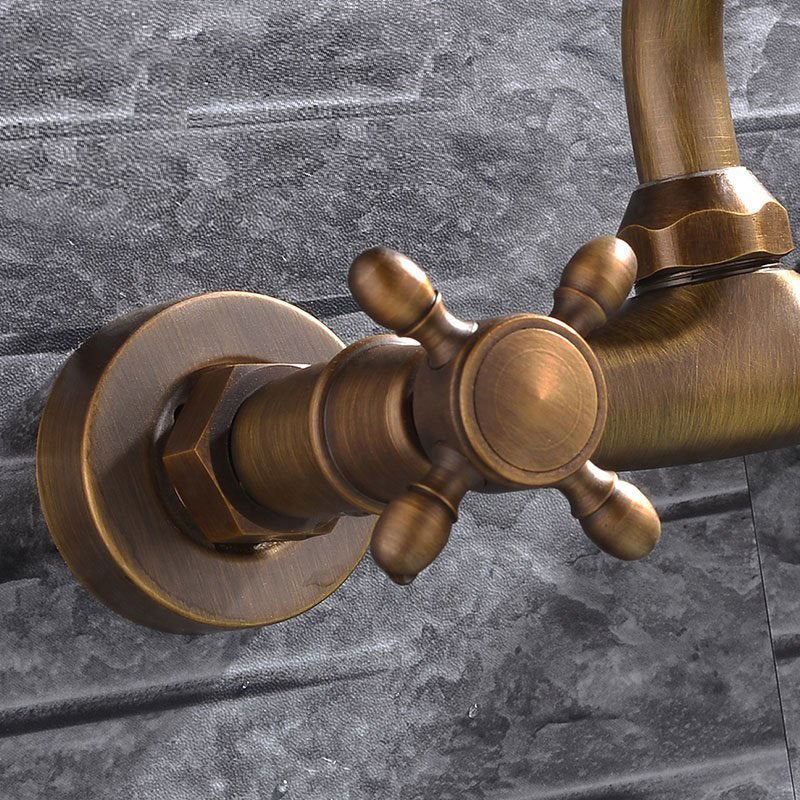 Luxury Copper Bathtub Faucet Wall Mount Dual Handle