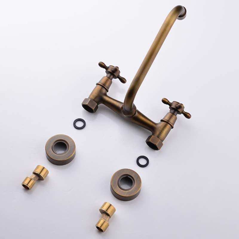 Luxury Copper Bathtub Faucet Wall Mount Dual Handle