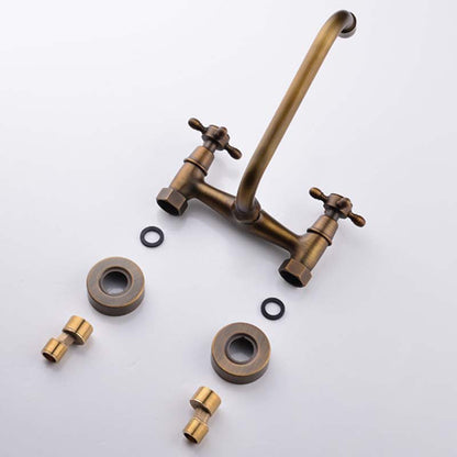 Luxury Copper Bathtub Faucet Wall Mount Dual Handle