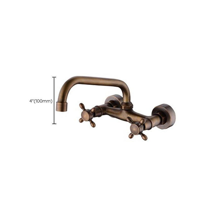 Luxury Copper Bathtub Faucet Wall Mount Dual Handle