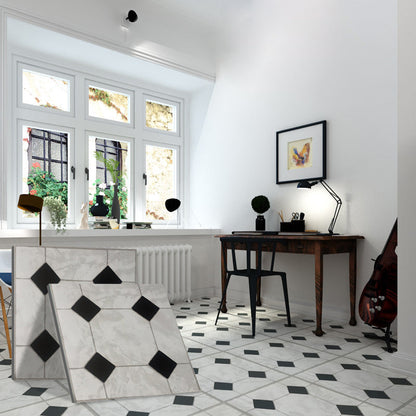 Easy Install Vinyl Floor Tiles with Diamond Pattern
