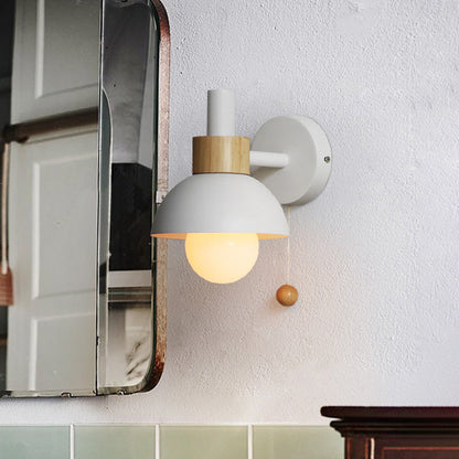 Vintage Glass Wall Lamp with Metal Shade
