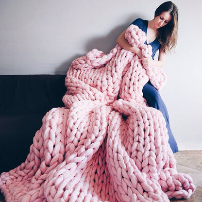 Thick Cozy Knitted Throw Blanket