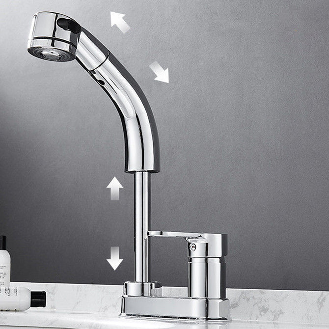 Stylish Copper Handle Kitchen Sink Faucet with Pull-Out Spray
