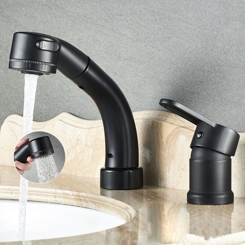 Stylish Copper Handle Kitchen Sink Faucet with Pull-Out Spray
