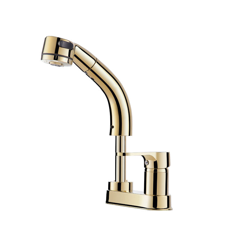 Stylish Copper Handle Kitchen Sink Faucet with Pull-Out Spray