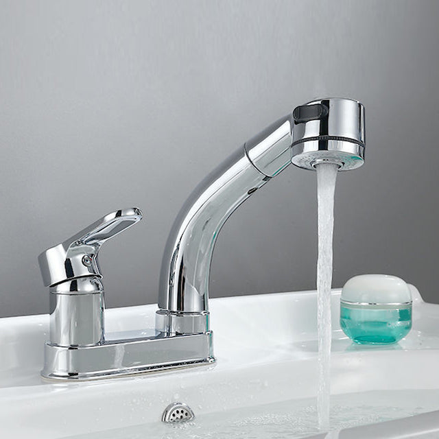 Stylish Copper Handle Kitchen Sink Faucet with Pull-Out Spray