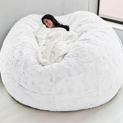 Plush 5ft Faux Fur Bean Bag Chair Cover - Soft Lounge Cushion