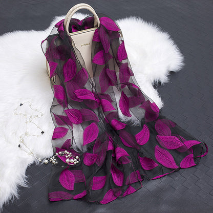 Luxury Silk Scarf with Floral Pattern