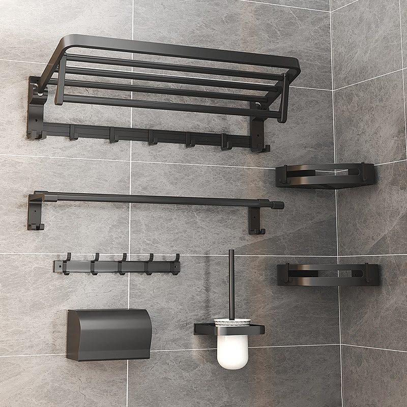 Stylish Black Bathroom Storage Set with Shelf and Hooks