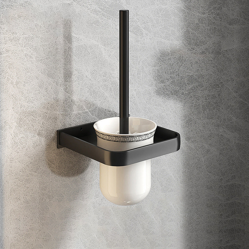 Stylish Black Bathroom Storage Set with Shelf and Hooks
