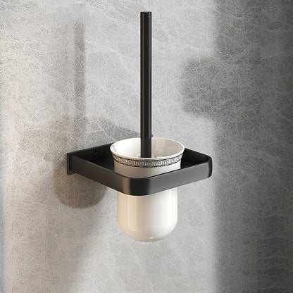 Stylish Black Bathroom Storage Set with Shelf and Hooks