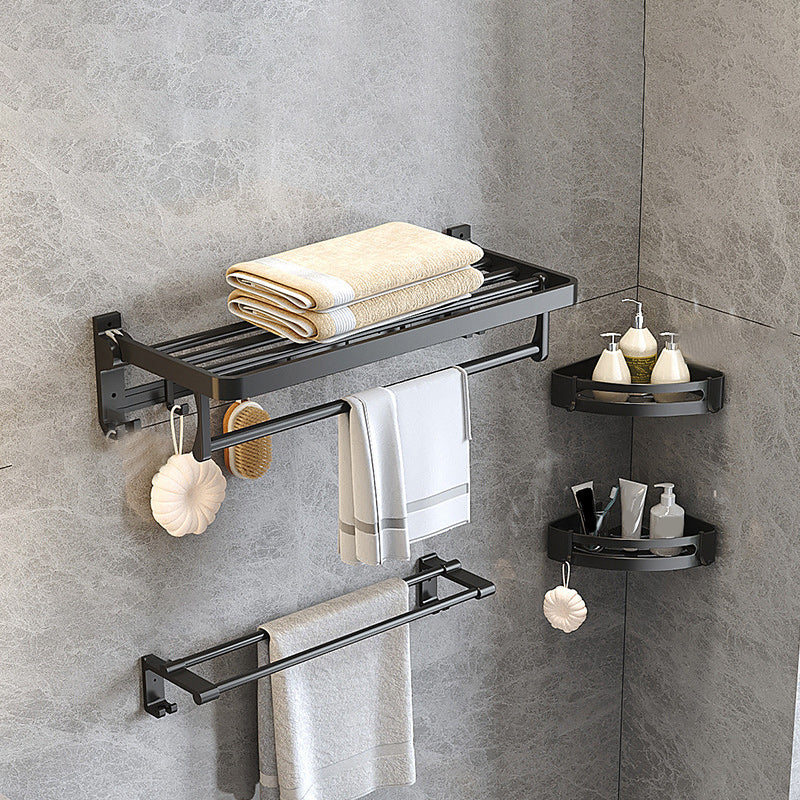 Stylish Black Bathroom Storage Set with Shelf and Hooks