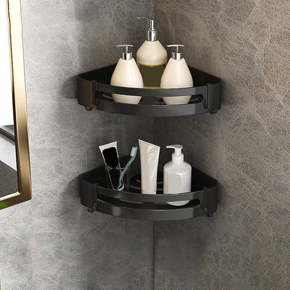 Stylish Black Bathroom Storage Set with Shelf and Hooks