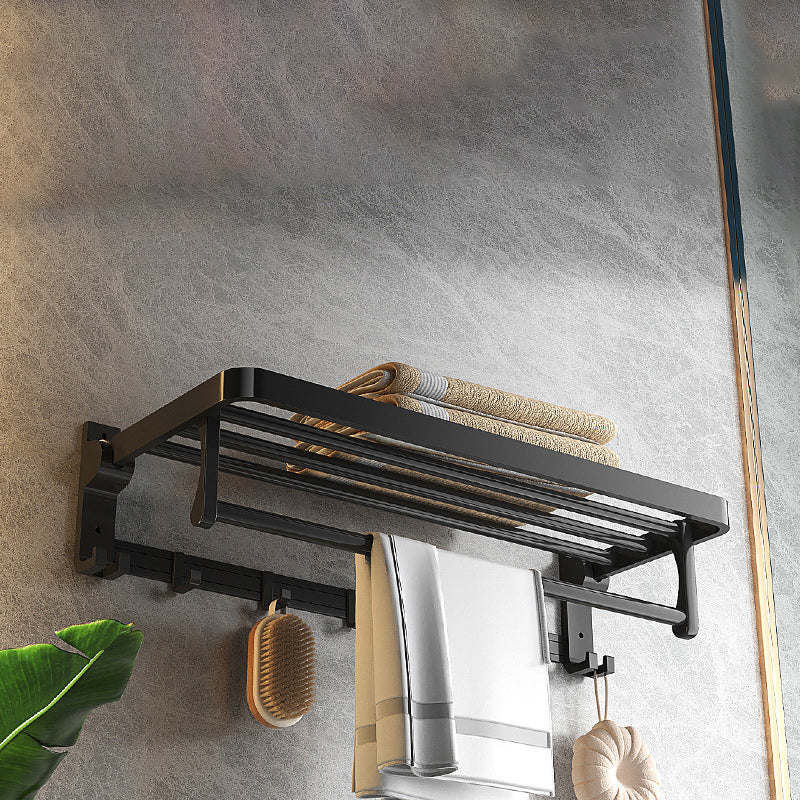 Stylish Black Bathroom Storage Set with Shelf and Hooks